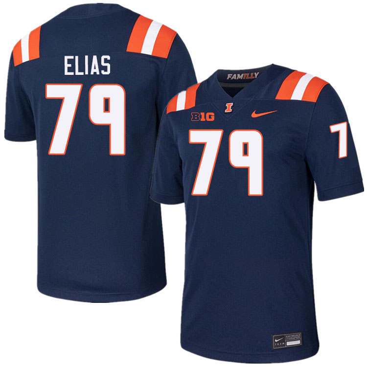 Men #79 Luciano Elias Illinois Fighting Illini College Football Jerseys Stitched-Navy